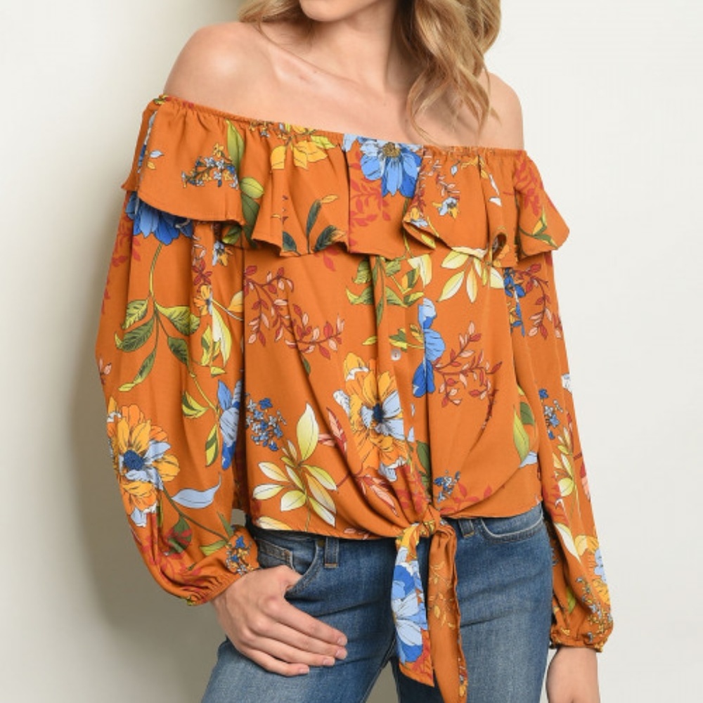 OFF SHOULDER FLORAL PRINT TOP